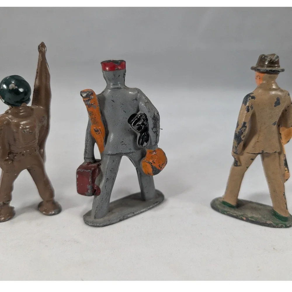 Vintage Barclay Manoil Lead‎ Slush Mold Figures Soldier Police Porter Lot of 5